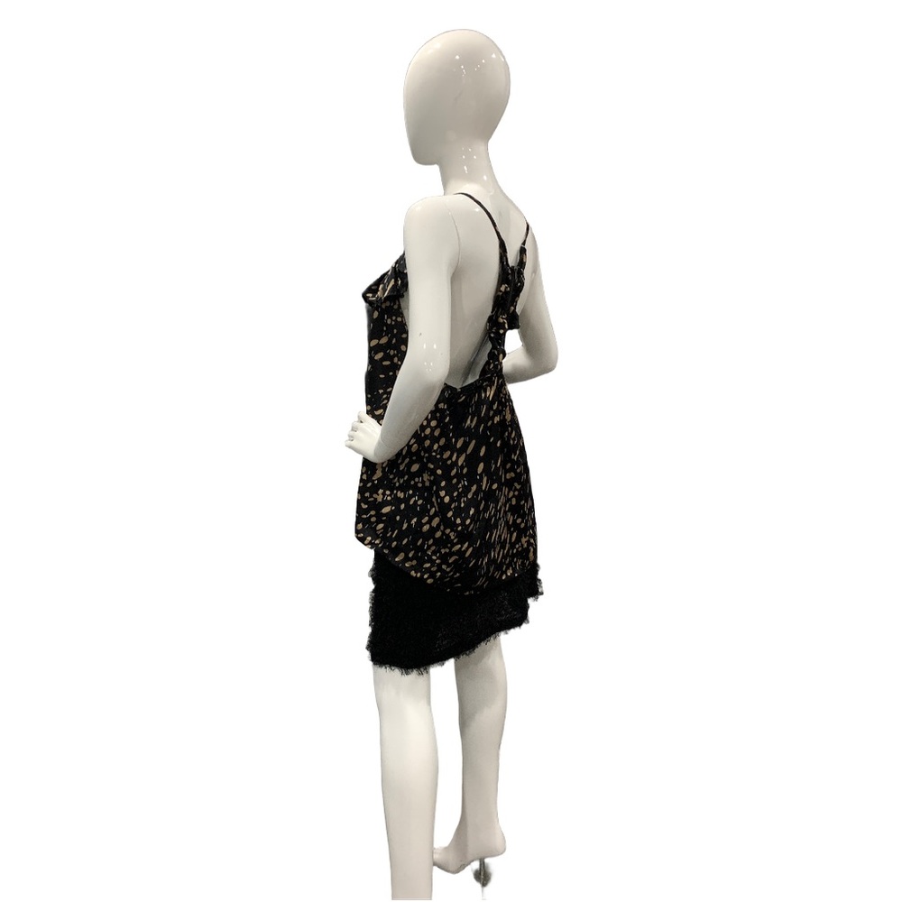 Black Tan Ruffle Racerback Tank Top Flowy Camisole One Size - Picture 13 of 15
